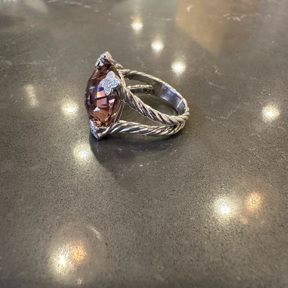 David Yurman Silver Ring with morganite Gemstone - Picture 4 of 5